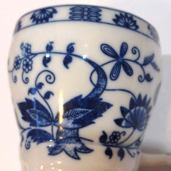 Vienna Woods Vintage Fine China Sundae/Soda Mugs‎ Blue White Onion Pattern Set 3 - Picture 10 of 11